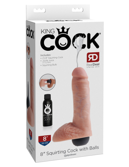 KING COCK 8 PULGADAS POLLA CHORREADORA CON BOLAS DE LUZ
