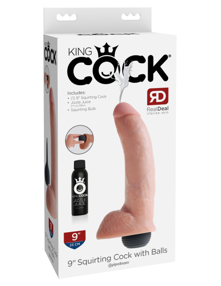 KING COCK 9 PULGADAS POLLA CHORREADORA CON BOLAS LUZ