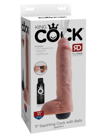 KING COCK POLLA DE 11 PULGADAS CON BOLAS DE LUZ