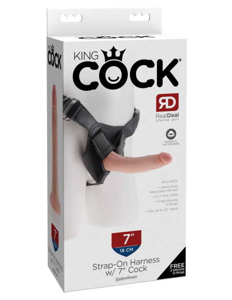 ARNÉS DE ARNÉS KING COCK CON LUZ DE POLLA DE 7 PULGADAS