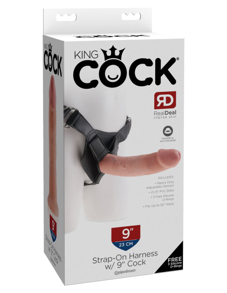 ARNÉS DE ARNÉS KING COCK CON LUZ DE POLLA DE 9 PULGADAS