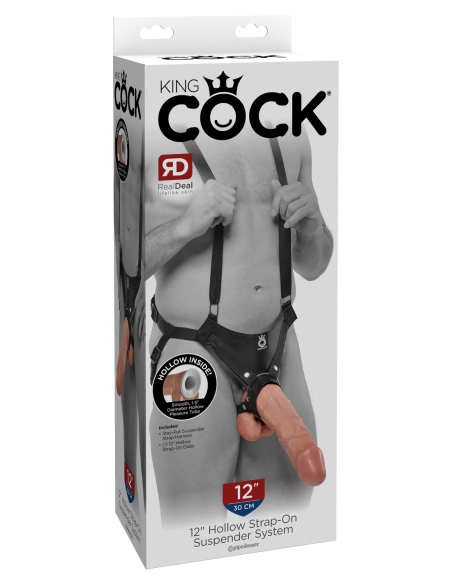 KING COCK 12 INCH HOLLOW STRAP ON SUSPENDER SYSTEM LIGHT