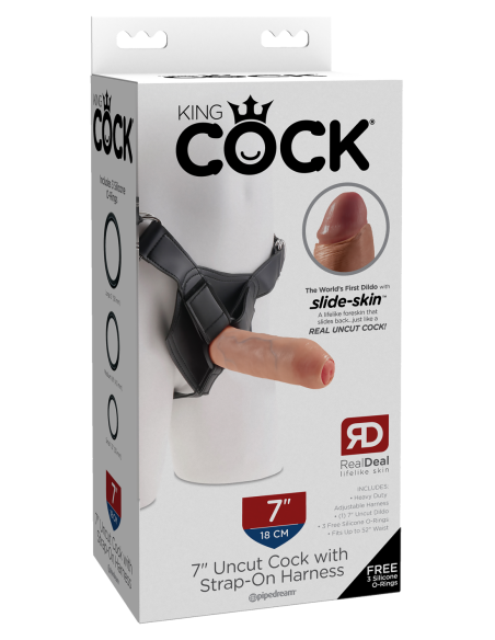 KING COCK DE 7 PULGADAS SIN CORTAR CON ARNÉS LUZ DE ARNÉS