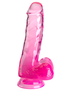KING COCK CLARO POLLA DE 6 PULGADAS CON BOLAS ROSA
