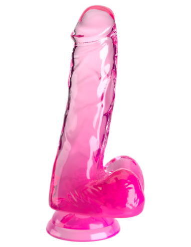 KING COCK CLARO POLLA DE 6 PULGADAS CON BOLAS ROSA