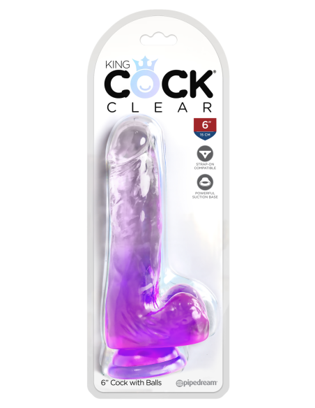 KING COCK CLEAR 6 INCH COCK WITH BALLS PURPLE