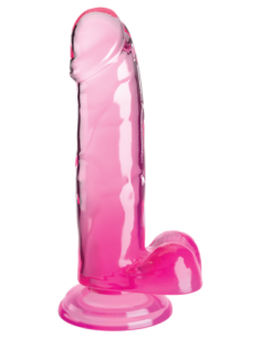 KING COCK CLEAR 7 INCH COCK WITH BALLS PINK