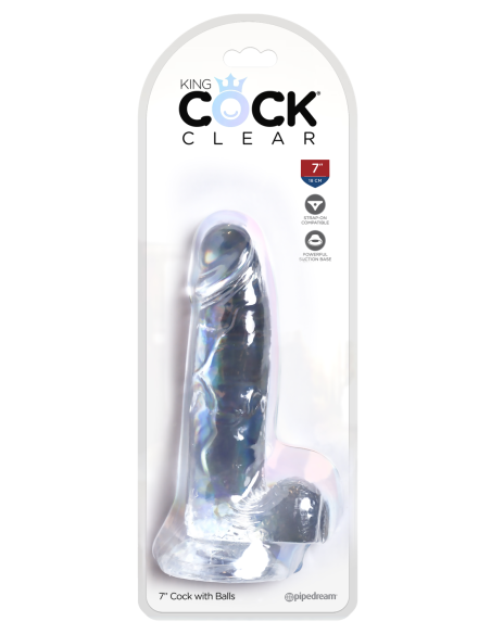 KING COCK CLARO POLLA DE 7 PULGADAS CON BOLAS CLARAS