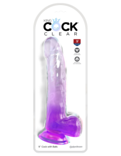 KING COCK CLARO POLLA DE 9 PULGADAS CON BOLAS PÚRPURA 2