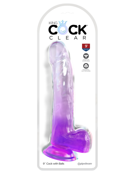 KING COCK CLEAR 9 INCH COCK WITH BALLS PURPLE
