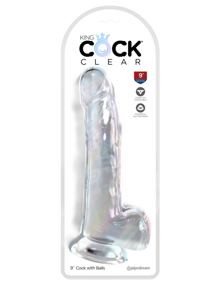 KING COCK CLARO POLLA DE 9 PULGADAS CON BOLAS CLARAS