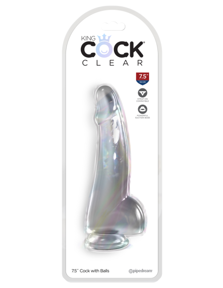 KING COCK CLARO POLLA DE 7,5 PULGADAS CON BOLAS CLARAS
