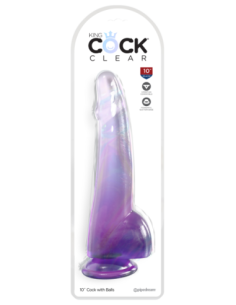 KING COCK CLEAR 10 INCH COCK WITH BALLS PURPLE 2