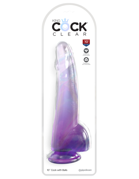 KING COCK CLEAR 10 INCH COCK WITH BALLS PURPLE