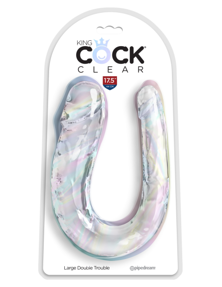 KING COCK CLEAR LARGE DOUBLE TROUBLE CLEAR