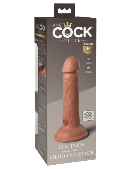 KING COCK ELITE 6 INCH DUAL DENSITY SILICONE COCK TAN