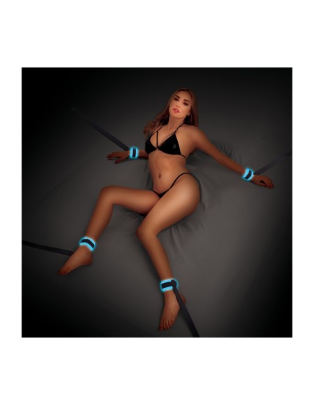 WHIPSMART GLOW IN THE DARK UTB RESTRICCIONES MUÑEQUERAS PUÑOS VELCRO AZUL