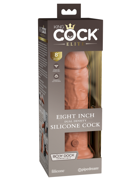 KING COCK ELITE 8 PULGADAS DE SILICONA DE DOBLE DENSIDAD COCK TAN