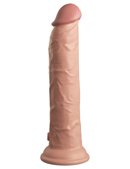 KING COCK ELITE POLLA DE SILICONA VIBRATORIA DE DOBLE DENSIDAD DE 9 PULGADAS CON LUZ REMOTA