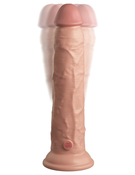 KING COCK ELITE POLLA DE SILICONA VIBRATORIA DE DOBLE DENSIDAD DE 9 PULGADAS CON LUZ REMOTA