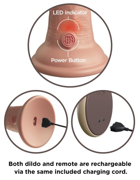 KING COCK ELITE 9 INCH DUAL DENSITY VIBRATING SILICONE COCK WITH REMOTE LIGHT