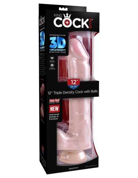 KING COCK PLUS 12 INCH TRIPLE DENSITY COCK WITH BALLS LIGHT