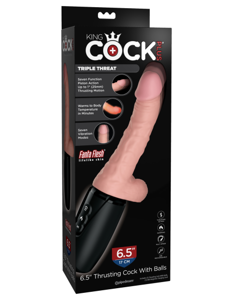 KING COCK PLUS 6.5 INCH THRUSTING COCK WITH BALLS - TRIPLE THREAT LIGHT