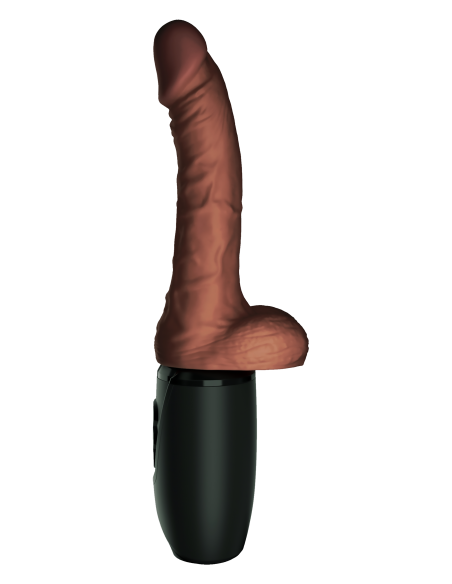 KING COCK PLUS 7.5 PULGADAS EMPUJANDO EL GALLO CON BOLAS MARRÓN
