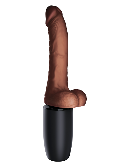 KING COCK PLUS 7.5 PULGADAS EMPUJANDO EL GALLO CON BOLAS MARRÓN