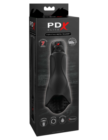 PDX ELITE VIBRATING ROTO-TEAZER BLACK