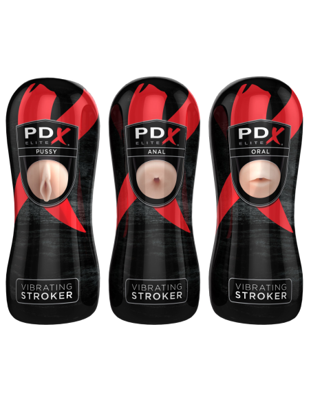 PDX ELITE PIPEDREAM EXTREME ELITE VIBRATING STROKER DISPLAY - 12 PCS LIGHT