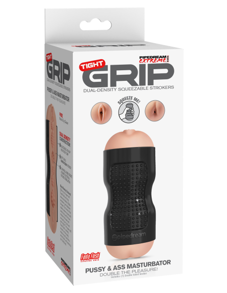 PDX EXTREME TIGHT GRIP PUSSY & ASS MASTURBATOR BLACK