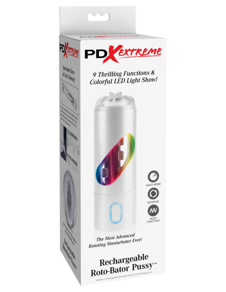 PDX EXTREME RECHARGEABLE ROTO-BATOR PUSSY WHITE