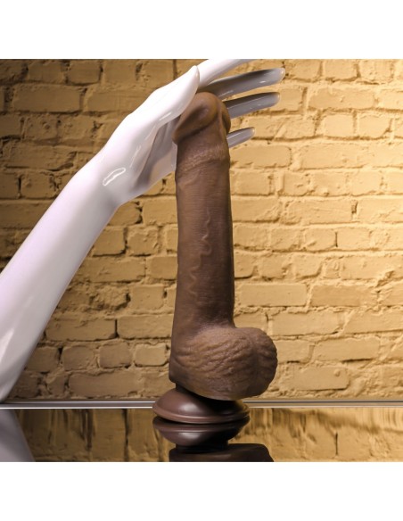 SELOPA 7 INCH 17 CM NATURAL FEEL FLEXSKIN DILDO DARK