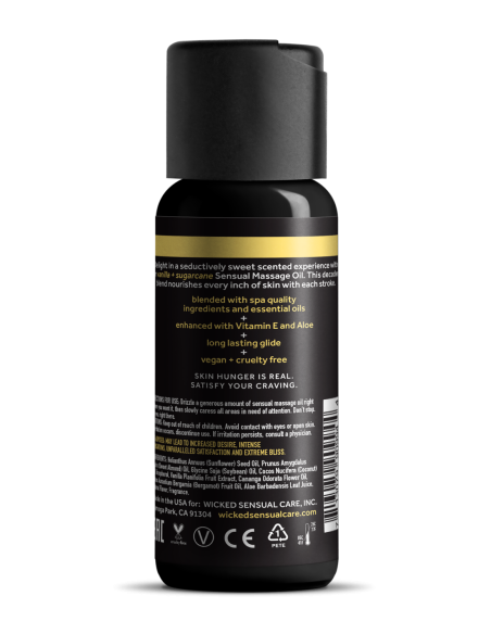 WICKED ACEITE DE MASAJE SENSUAL VAINILLA CAÑA DE AZÚCAR 120ML