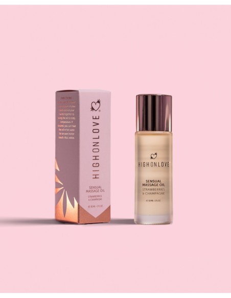 HIGH ON LOVE MASSAGE OIL STRAWBERRIES AND CHAMPAGNE MINI 30 ML