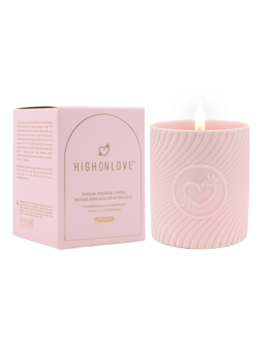 HIGH ON LOVE PINK MASSAGE CANDLE STRAWBERRIES AND CHAMPAGNE 220ML