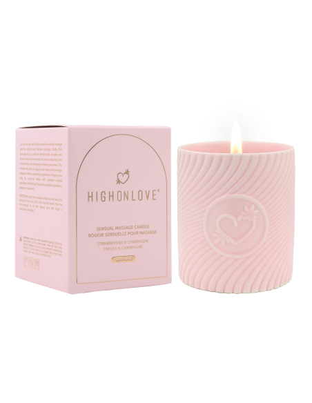 VELA DE MASAJE HIGH ON LOVE PINK FRESAS Y CHAMPAGNE 220ML