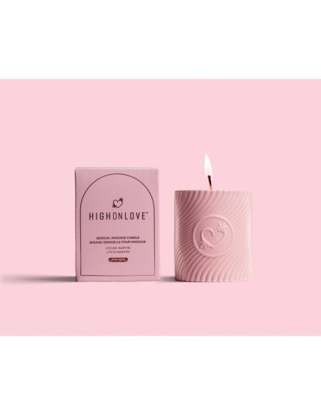 HIGH ON LOVE PINK MASSAGE CANDLE LITCHI MARTINI 220ML