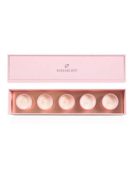 HIGH ON LOVE MINI VELAS DE MASAJE SENSUAL COLECCIÓN 5 X 35G