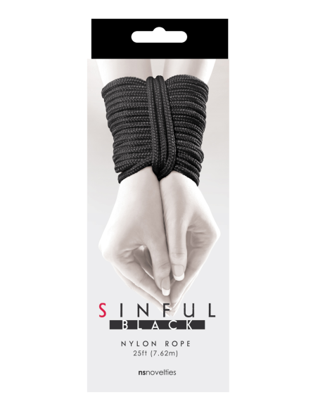 CUERDA DE NYLON SINFUL 25 FT NEGRO