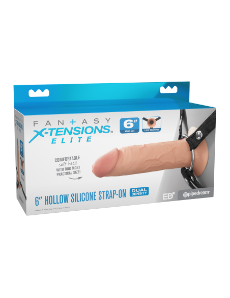 FANTASY X-TENSIONS ELITE CORREA HUECA DE SILICONA DE 6" - DOBLE DENSIDAD - LIGERA