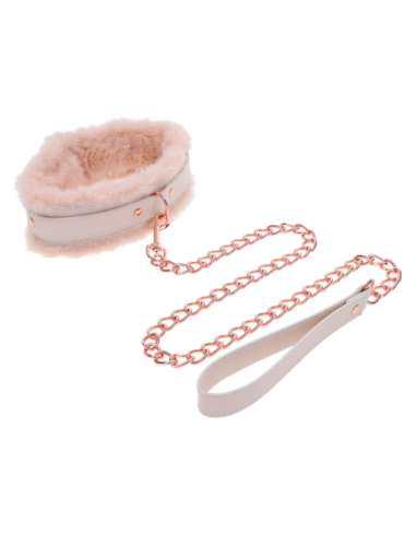 COLLAR Y CORREA DE PIEL PEACHES 'N CREAME