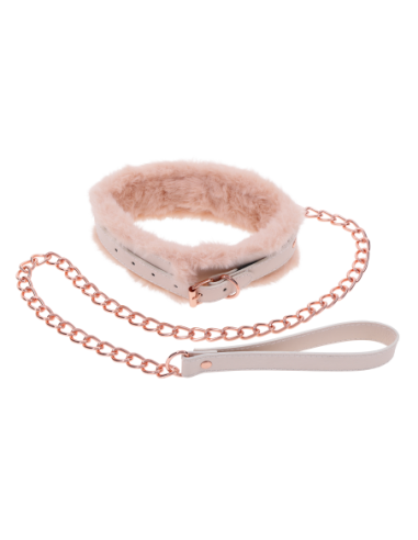 COLLAR Y CORREA DE PIEL PEACHES 'N CREAME