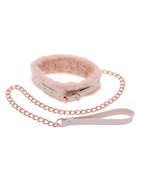 COLLAR Y CORREA DE PIEL PEACHES 'N CREAME