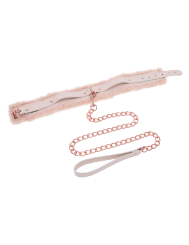 COLLAR Y CORREA DE PIEL PEACHES 'N CREAME