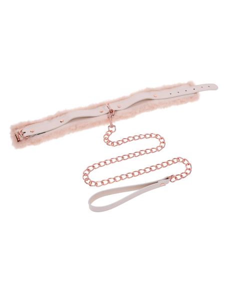COLLAR Y CORREA DE PIEL PEACHES 'N CREAME