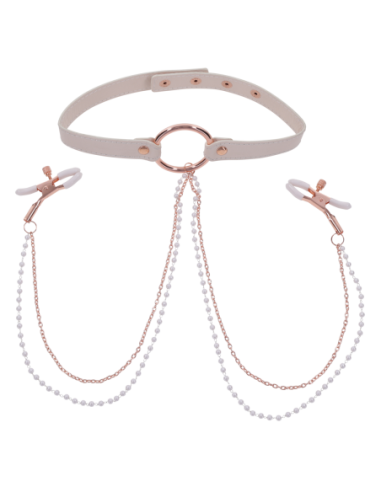 PEACHES ‘N CREAME COLLAR WITH NIPPLE CLAMPS