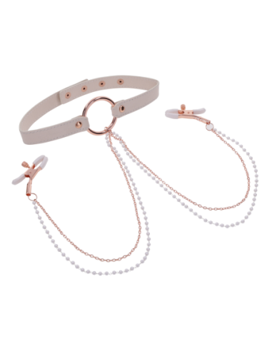 COLLAR PEACHES 'N CREAME CON PINZAS PARA PEZONES