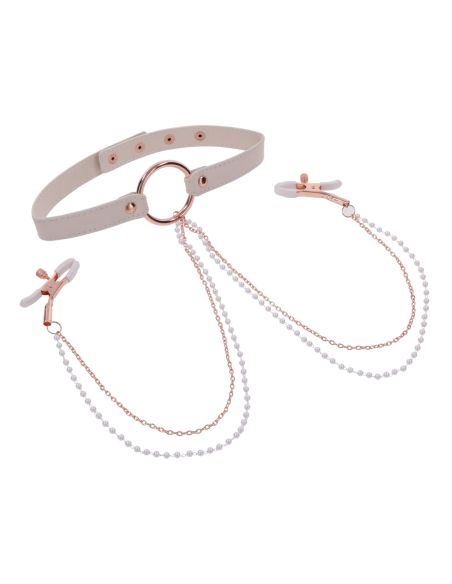 PEACHES ‘N CREAME COLLAR WITH NIPPLE CLAMPS